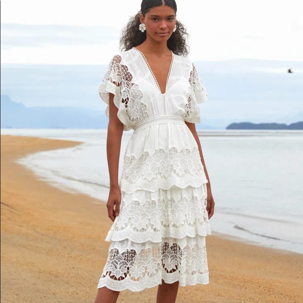 Farm Rio Richelier Embroidered Midi Dress - Picture 10 of 16
